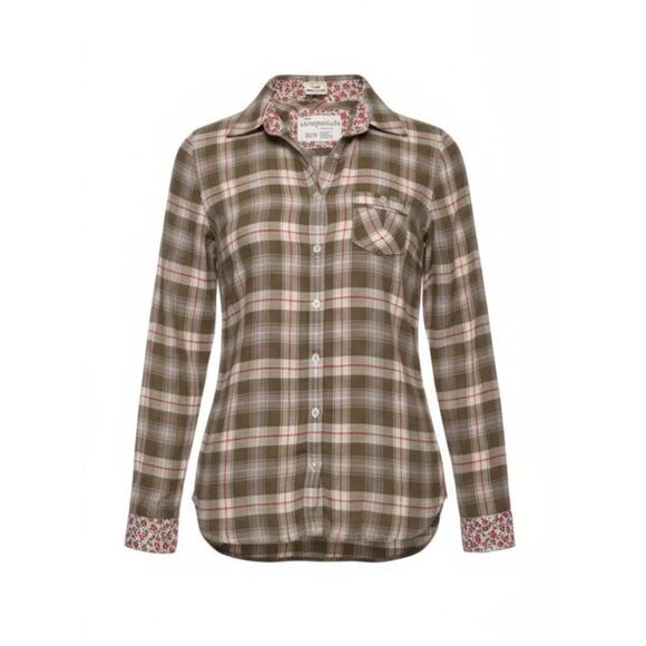 NWT Aéropostale Pink/Taupe Plaid Button Down W/ Floral Cuff Size Xs - Picture 13 of 13